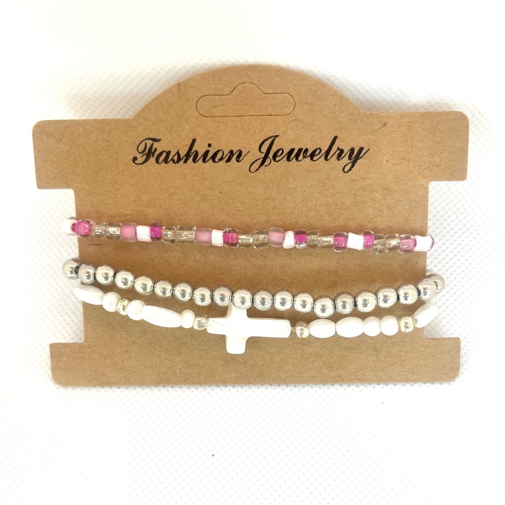 Beautiful Beaded Cross Bracelet Set